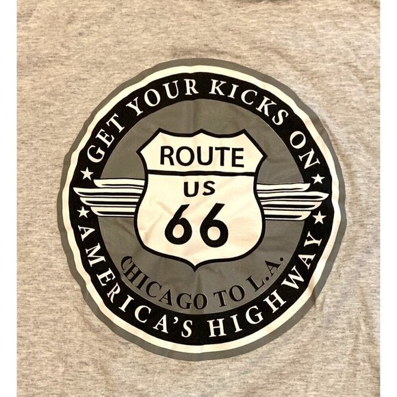 Get Your Kicks On Route 66 Gray Small Tee Shirt - Picture 2 of 4